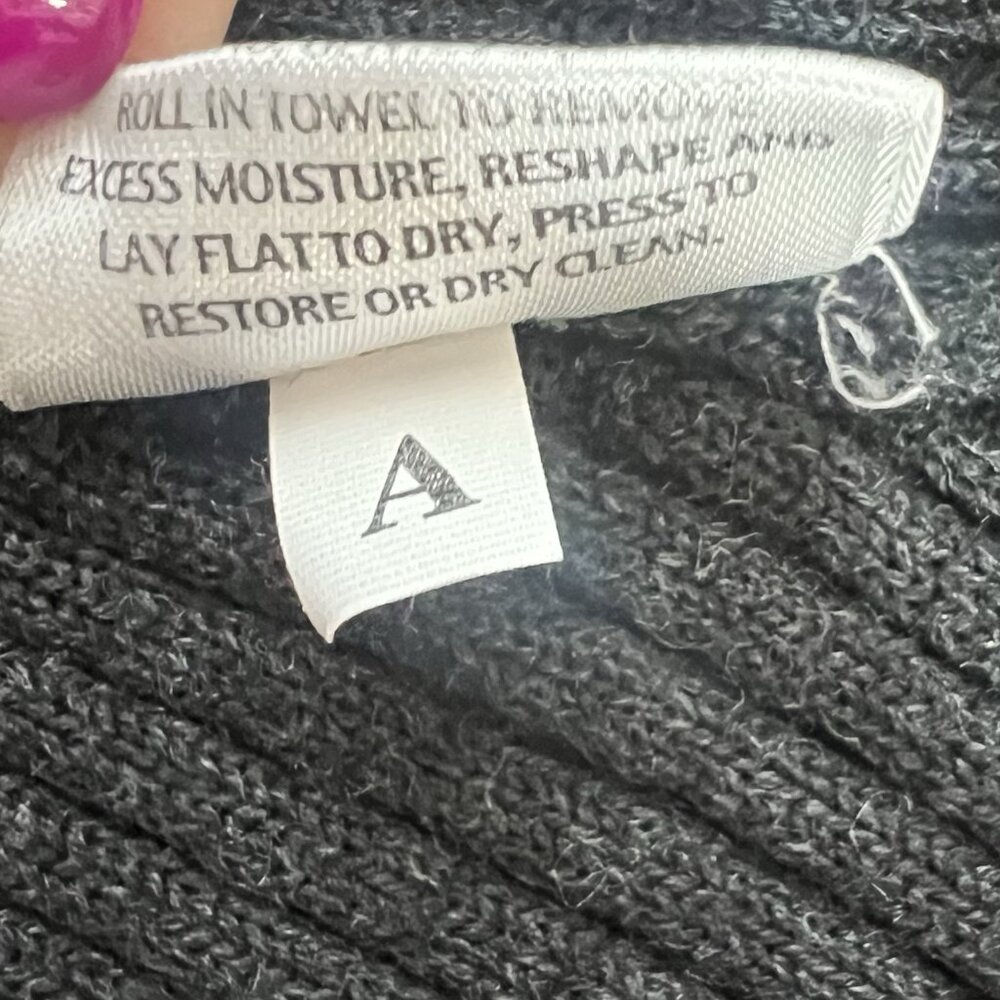 Eileen Fisher Women’s Sweater 100% Merino Wool XL Black Ribbed Long Sleeve - Picture 8 of 8